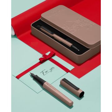 Faber Castell Hexo Dolma Kalem ve Tükenmez Kalem Set Bronz 140589