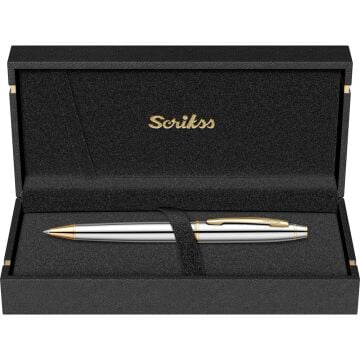 Scrikss 35 Tükenmez Kalem Gold Krom Lüks Kutuda