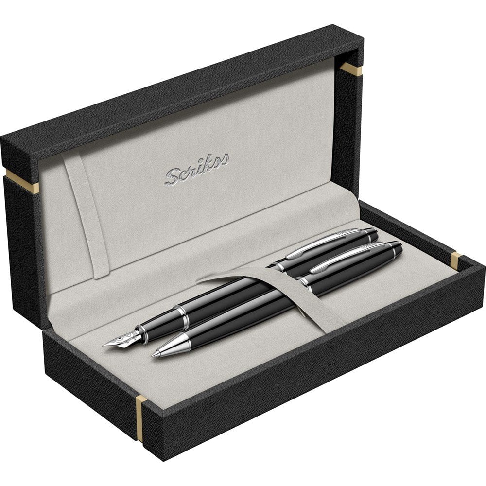 Scrikss 35 Dolma Kalem + Tükenmez Kalem Takım M Uç Siyah