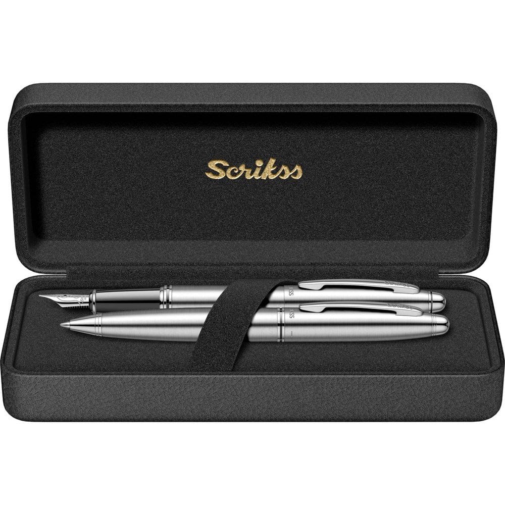 Scrikss 88 Dolma Kalem + Tükenmez Kalem Seti Krom