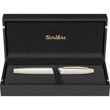 Scrikss 35 Roller Kalem Beyaz Altın Lüks Kutuda