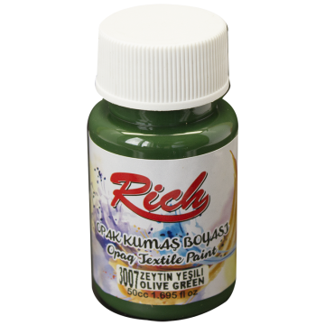 RİCH OPAK KUMAŞ BOYASI 50 CC. 3007 ZEYTİN YEŞİLİ