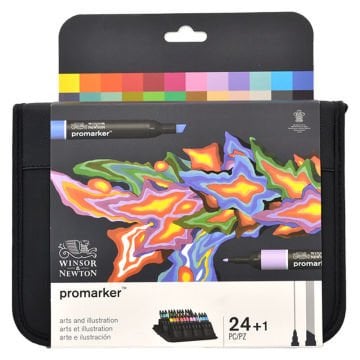Winsor & Newton Promarker 24 Renk Sanat ve Illüstrasyon Çantalı Set